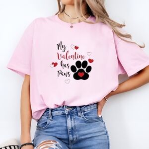VALENTINES DAY My Valentine Has Paws Pink Top